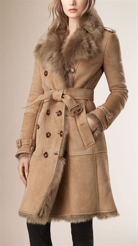 burberry cotton coat for women|burberry shearling coats women's.